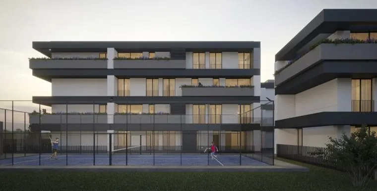 Traseiras do Mercado Residence com o campo desportivo do condomínio (imagem do projeto)